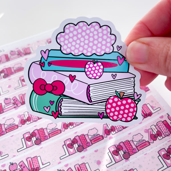 Hello Book Stack Premium Vinyl Die Cut Sweet Bean Plans
