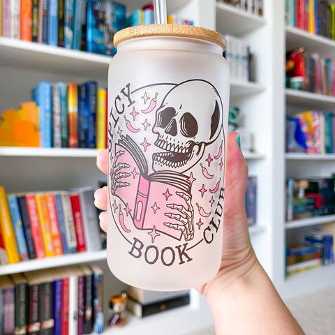 Spicy Book Skull Frosted Can Glass