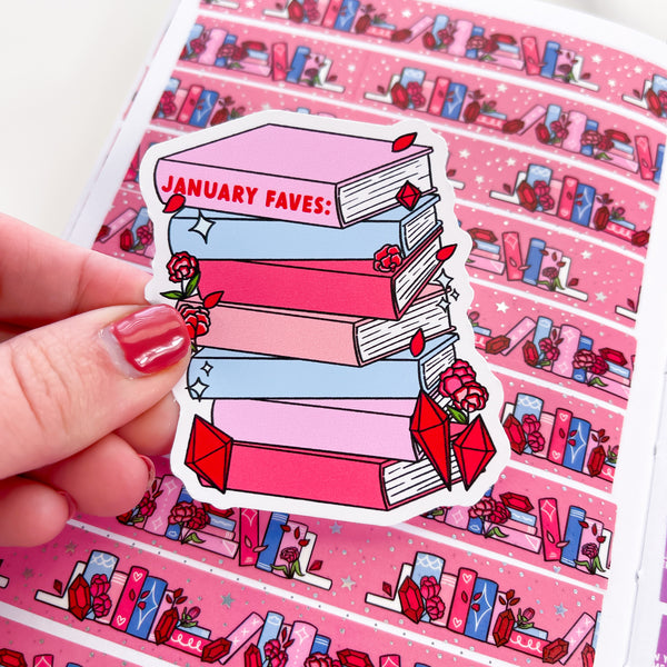 January Fave Books Vinyl Die Cut Sticker Sweet Bean Plans