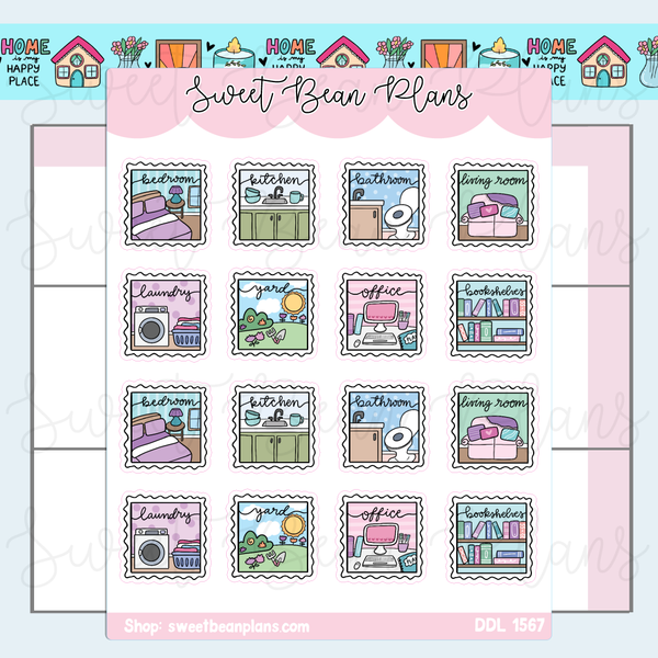 Home Stamps Vinyl Planner Stickers | Ddl 1567 – Sweet Bean Plans