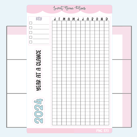2024 Year at a Glance Vinyl Planner Stickers | Fnc 573