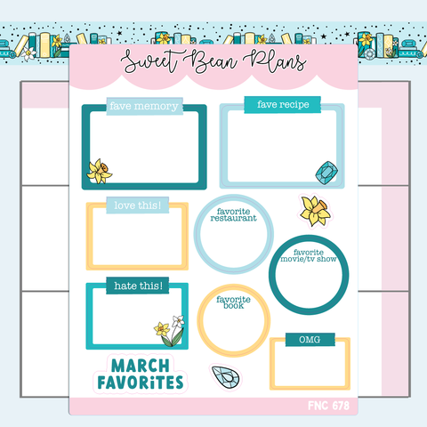 March Faves Vinyl Planner Stickers | Fnc 678