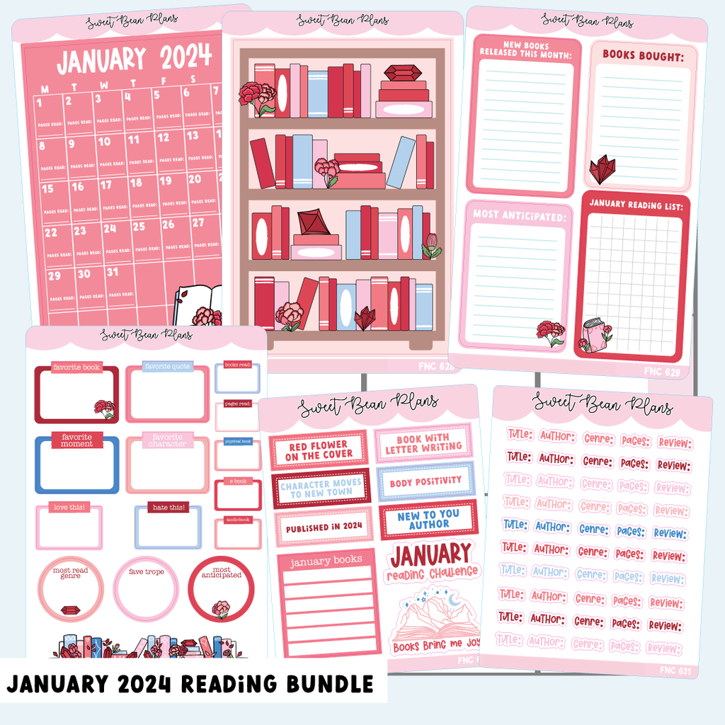 January 2024 Reading Journal Bundle (6 Pages)
