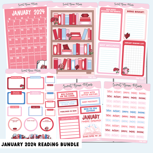 Reading Journal Collection – Tagged functional stickers – Sweet Bean Plans