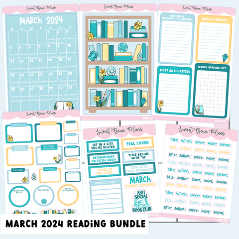 March 2024 Reading Journal Bundle (6 Pages)