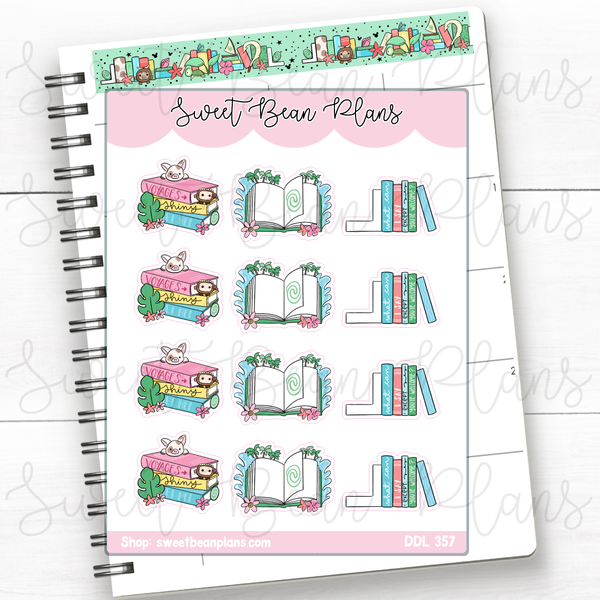 Island Book Stacks Vinyl Planner Stickers Ddl 357 Sweet Bean Plans