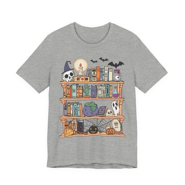 Spooky Bookshelf Tee – Halloween Book Lover Shirt