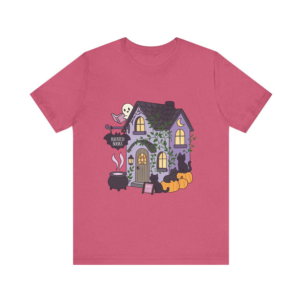 Haunted Bookshop Tee – Spooky Cute Halloween Book Shirt