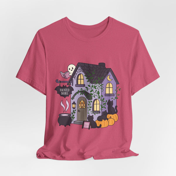 Haunted Bookshop Tee – Spooky Cute Halloween Book Shirt