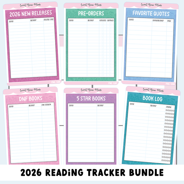 2026 Reading Tracker Bundle (6 Pages)