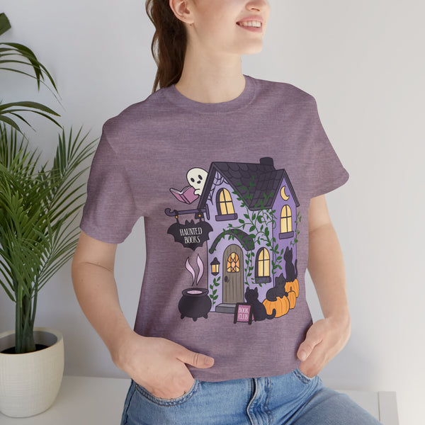 Haunted Bookshop Tee – Spooky Cute Halloween Book Shirt