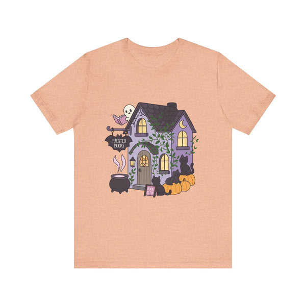 Haunted Bookshop Tee – Spooky Cute Halloween Book Shirt