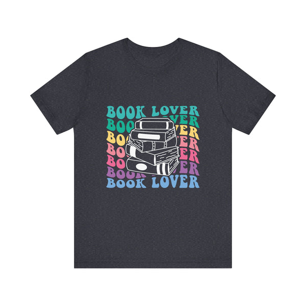 Retro Book Lover Tee – Colorful Stacked Books Shirt