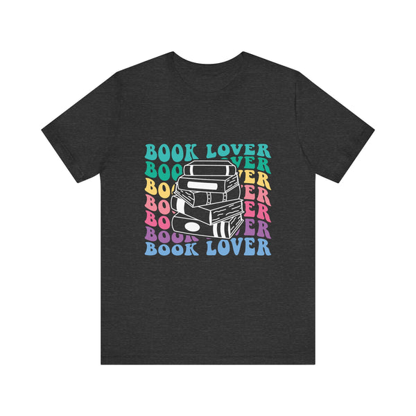 Retro Book Lover Tee – Colorful Stacked Books Shirt