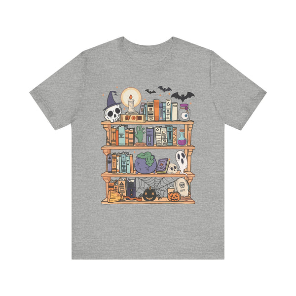 Spooky Bookshelf Tee – Halloween Book Lover Shirt
