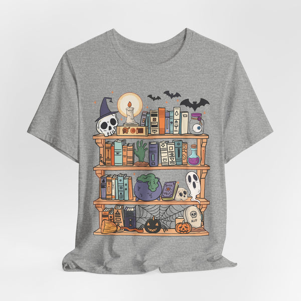 Spooky Bookshelf Tee – Halloween Book Lover Shirt