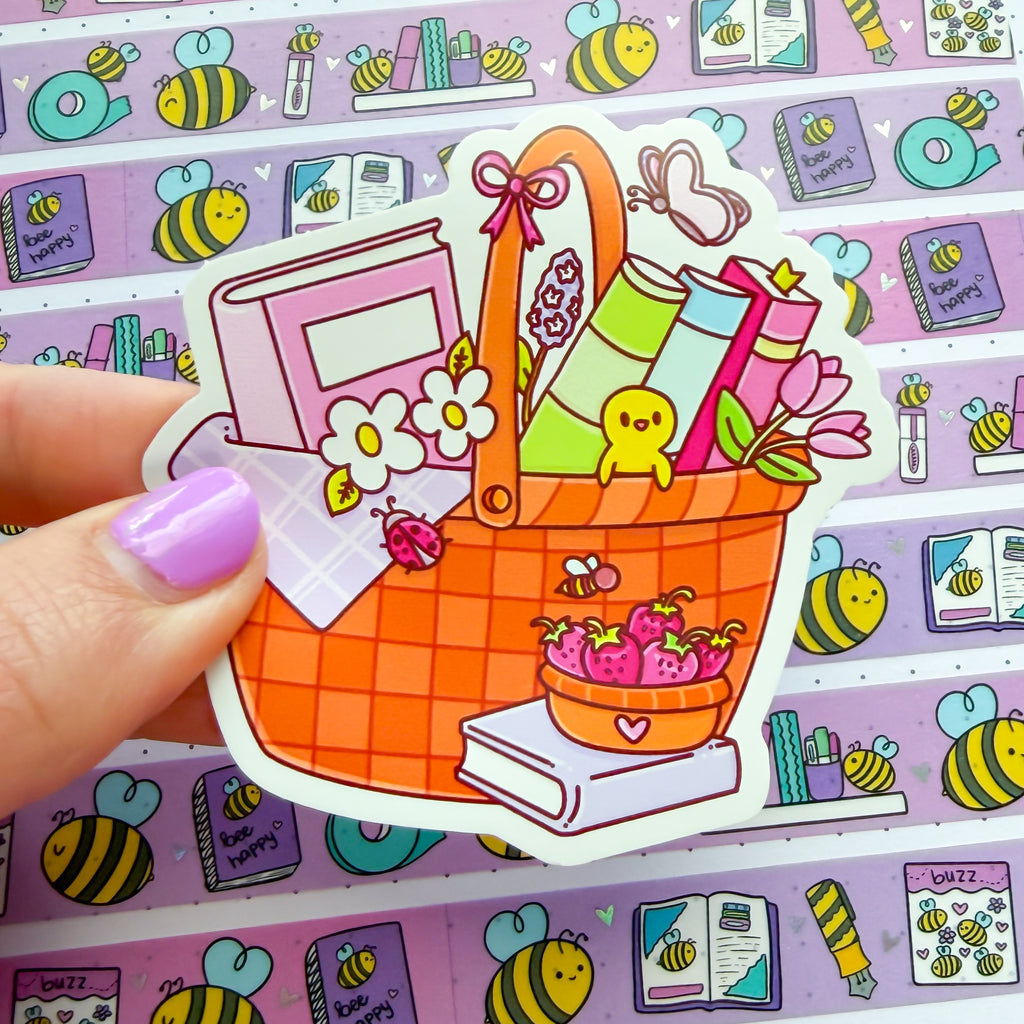 Spring Bookish Picnic Vinyl Die Cut Sticker