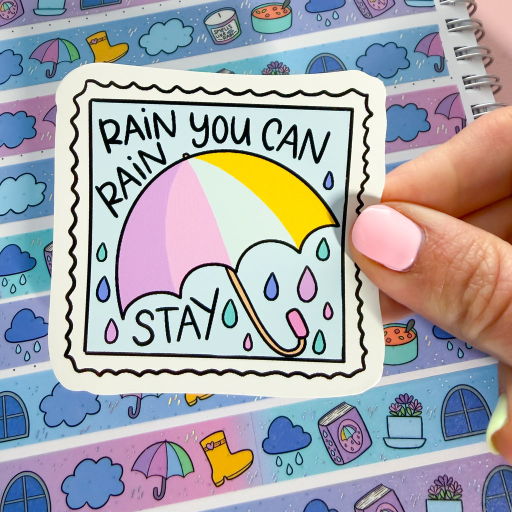 Rainy Day Stamp Vinyl Die Cut Sticker