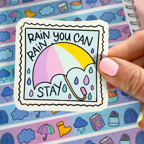 Rainy Day Stamp Vinyl Die Cut Sticker