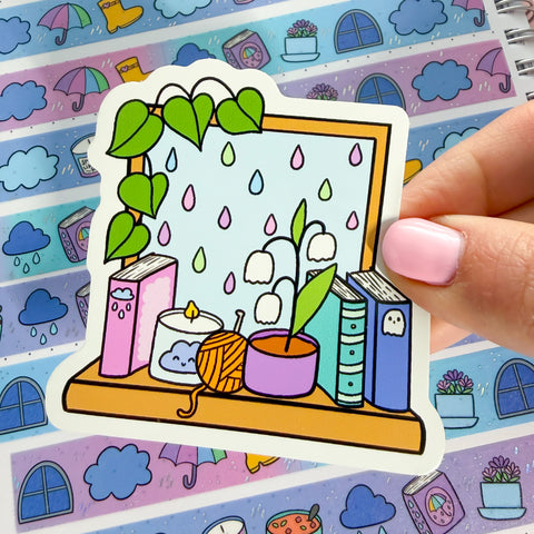 Rainy Day Window Vinyl Die Cut Sticker