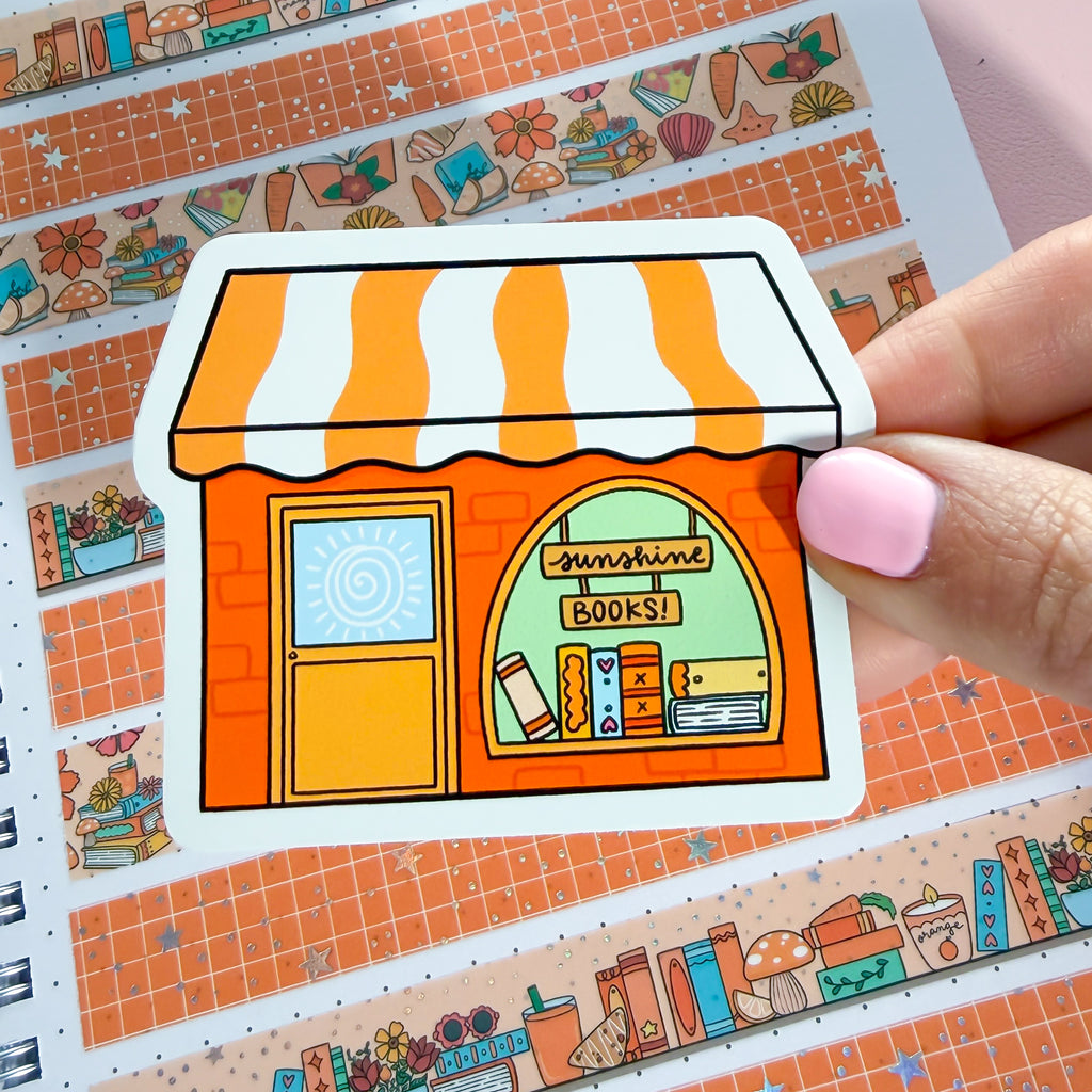 Orange Bookshop Vinyl Die Cut Sticker
