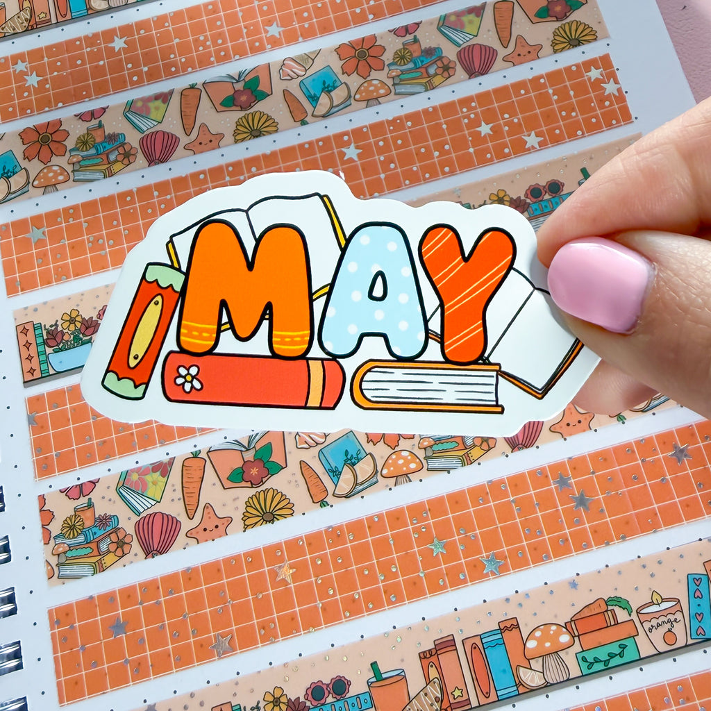 May Bookish Word Vinyl Die Cut Sticker