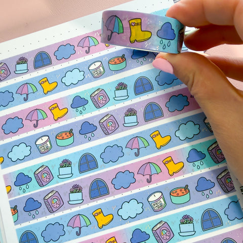 Holo Foil Rainy Day Washi Tape