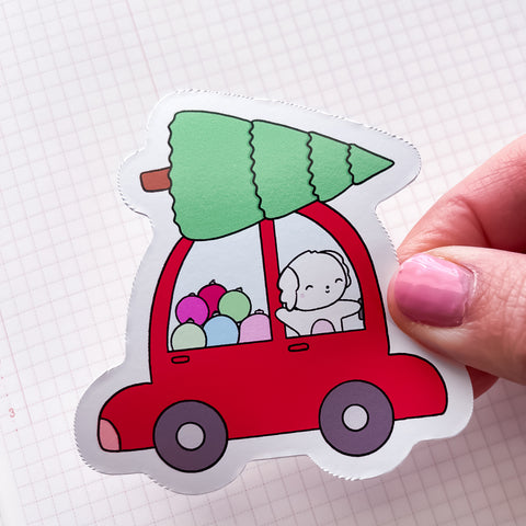 Christmas Tree Bean Vinyl Die Cut Sticker
