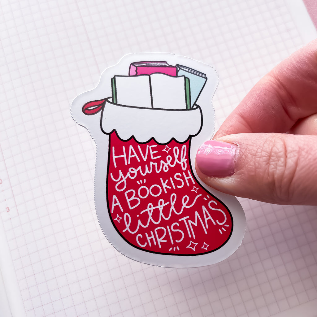Bookish Little Xmas Stocking Vinyl Die Cut Sticker