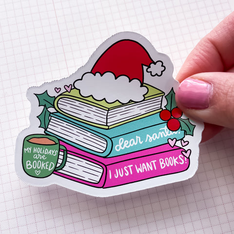 Dear Santa Book Stack Vinyl Die Cut Sticker