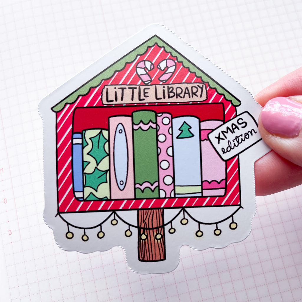 Xmas Little Library Vinyl Die Cut Sticker