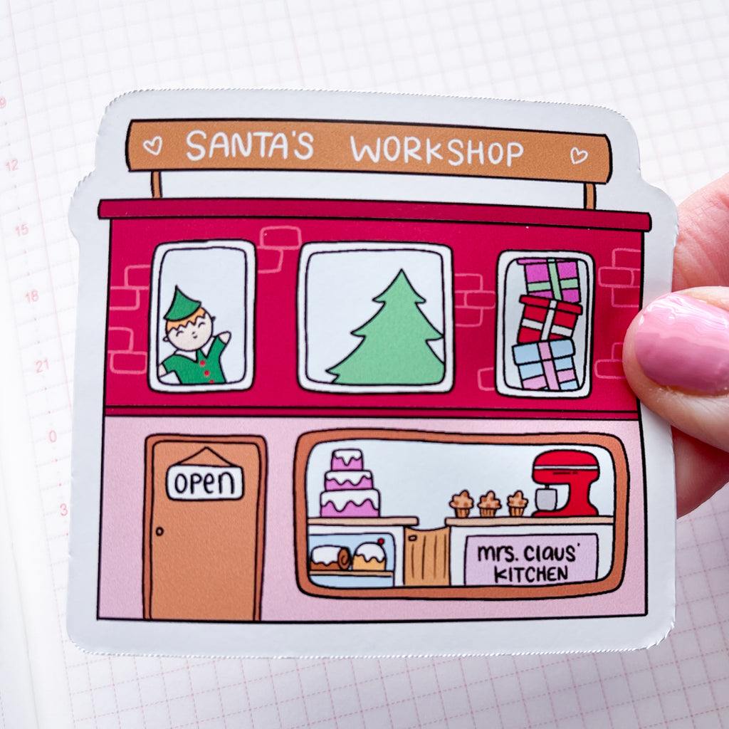 Santa's Workshop Vinyl Die Cut Sticker