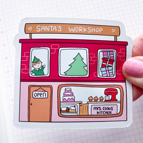 Santa's Workshop Vinyl Die Cut Sticker