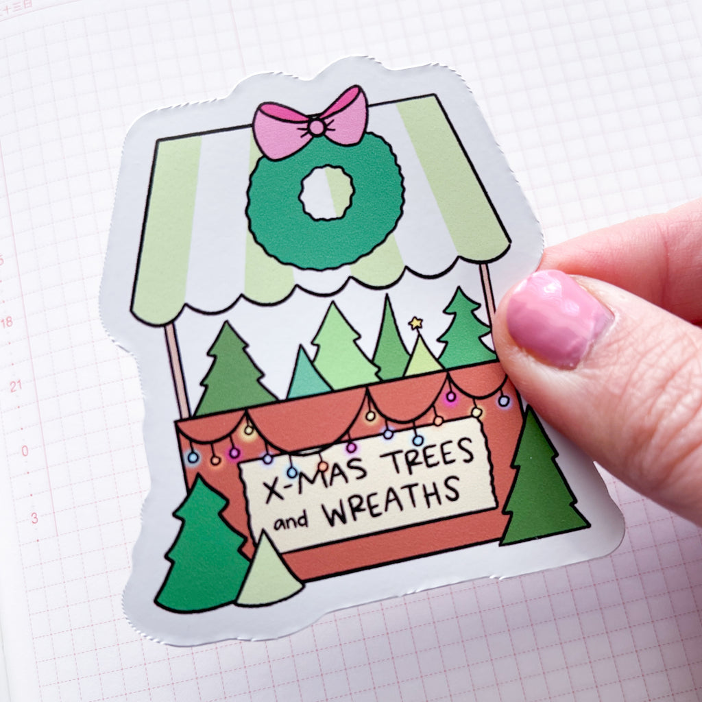 Xmas Tree Stand Vinyl Die Cut Sticker