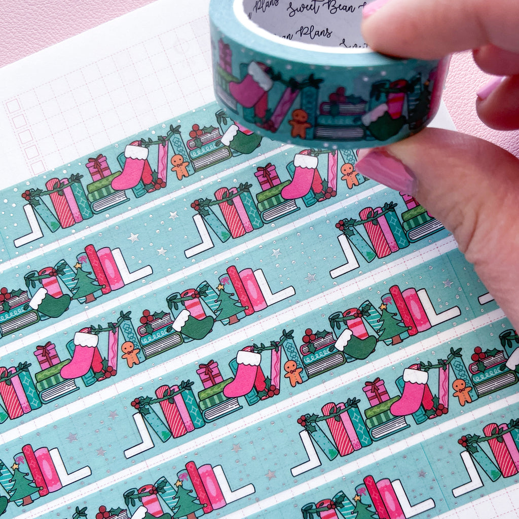 Holo Foil Merry Bookshelf Washi Tape (15mm)