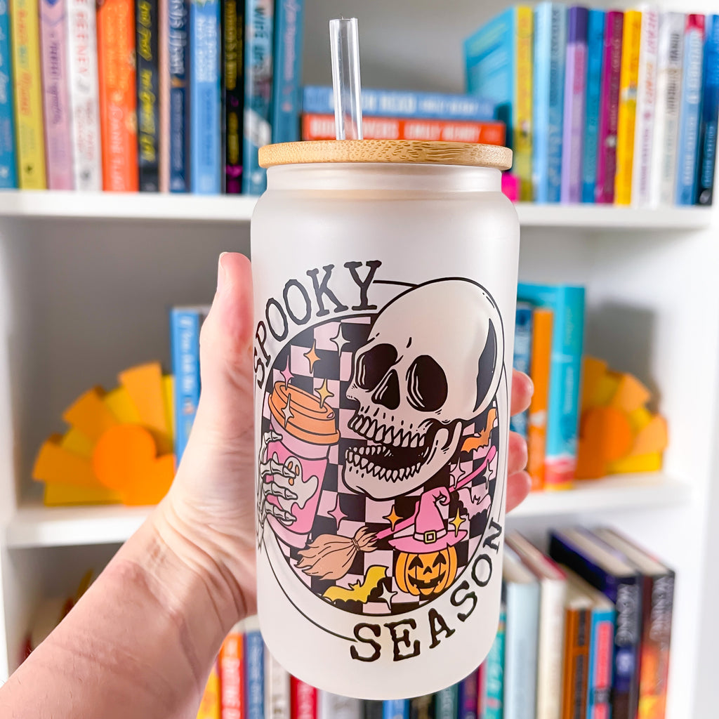 Spooky Season Skull Frosted Can Glass