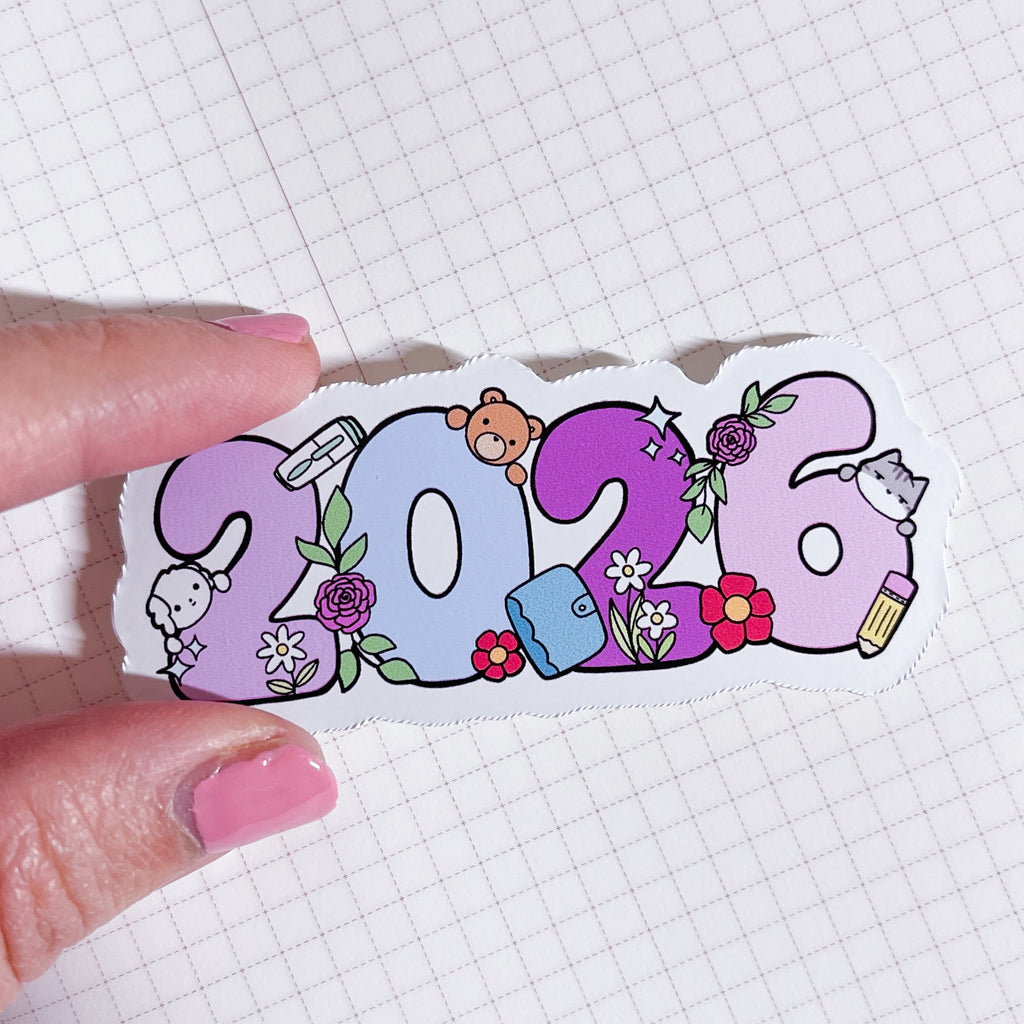 Pink Sticker Bean 2026 Bean HORIZONTAL Vinyl Die Cut Sticker – Sweet Bean Plans