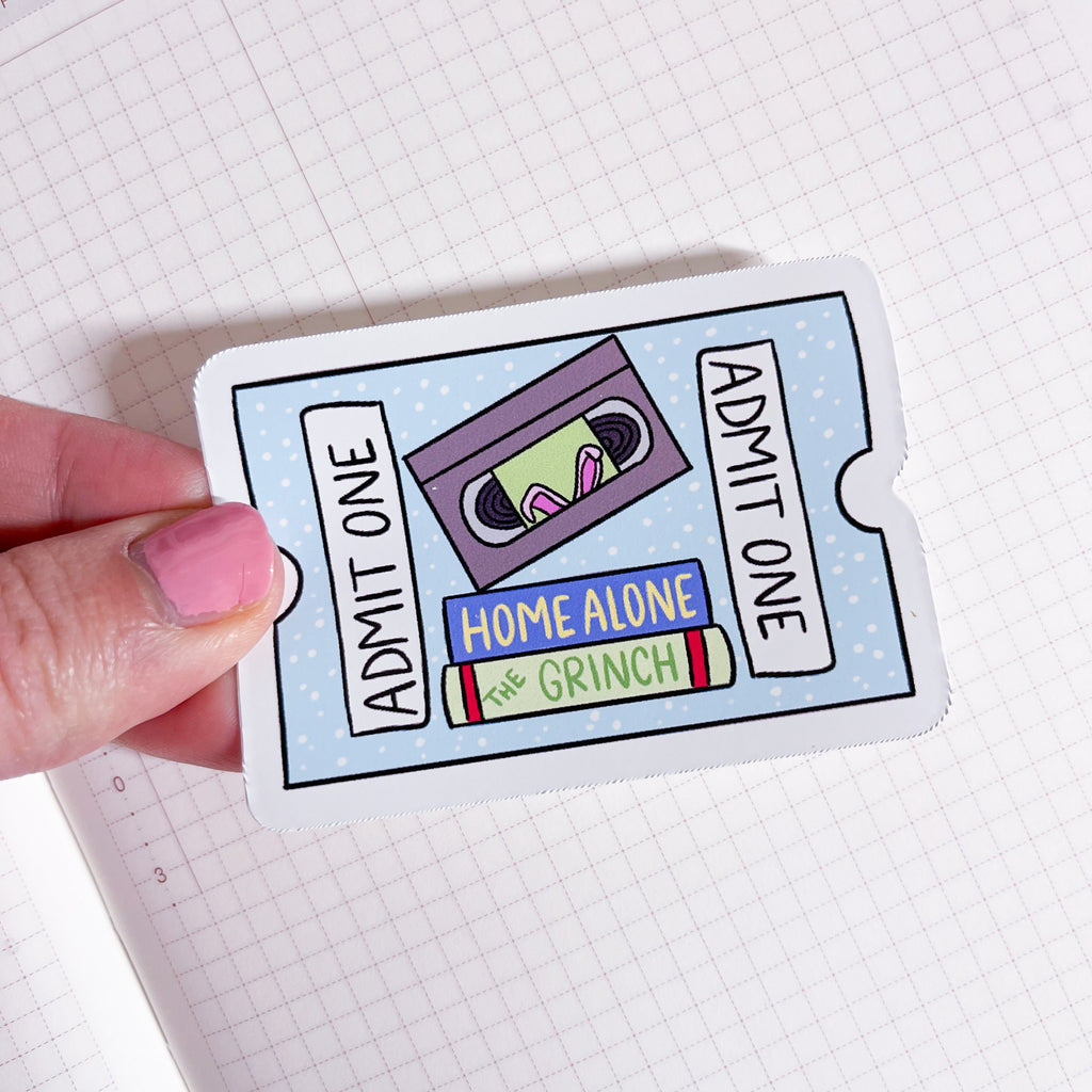 Xmas Movie Ticket Vinyl Die Cut Sticker