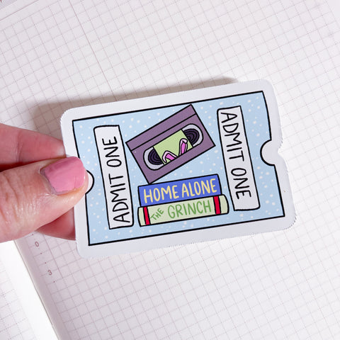 Xmas Movie Ticket Vinyl Die Cut Sticker