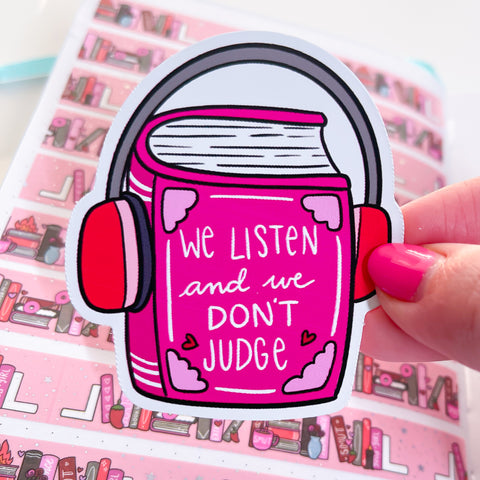 Listen & Don't Judge Spicy Book Vinyl Die Cut Sticker
