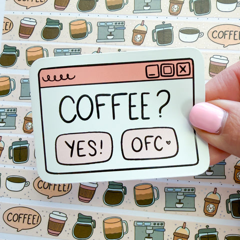 Coffee Date Message Box Vinyl Die Cut Sticker