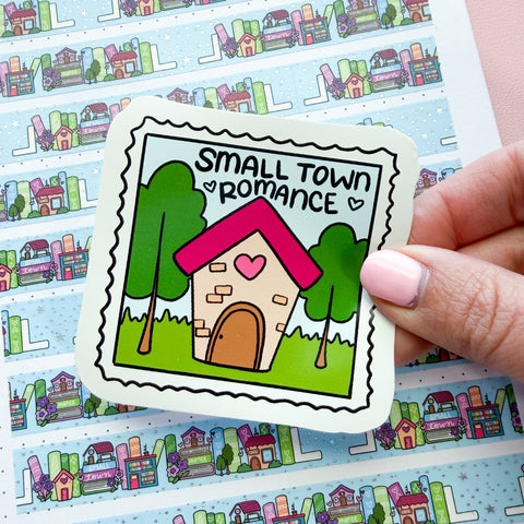 Small Town Romance Stamp Vinyl Die Cut Sticker