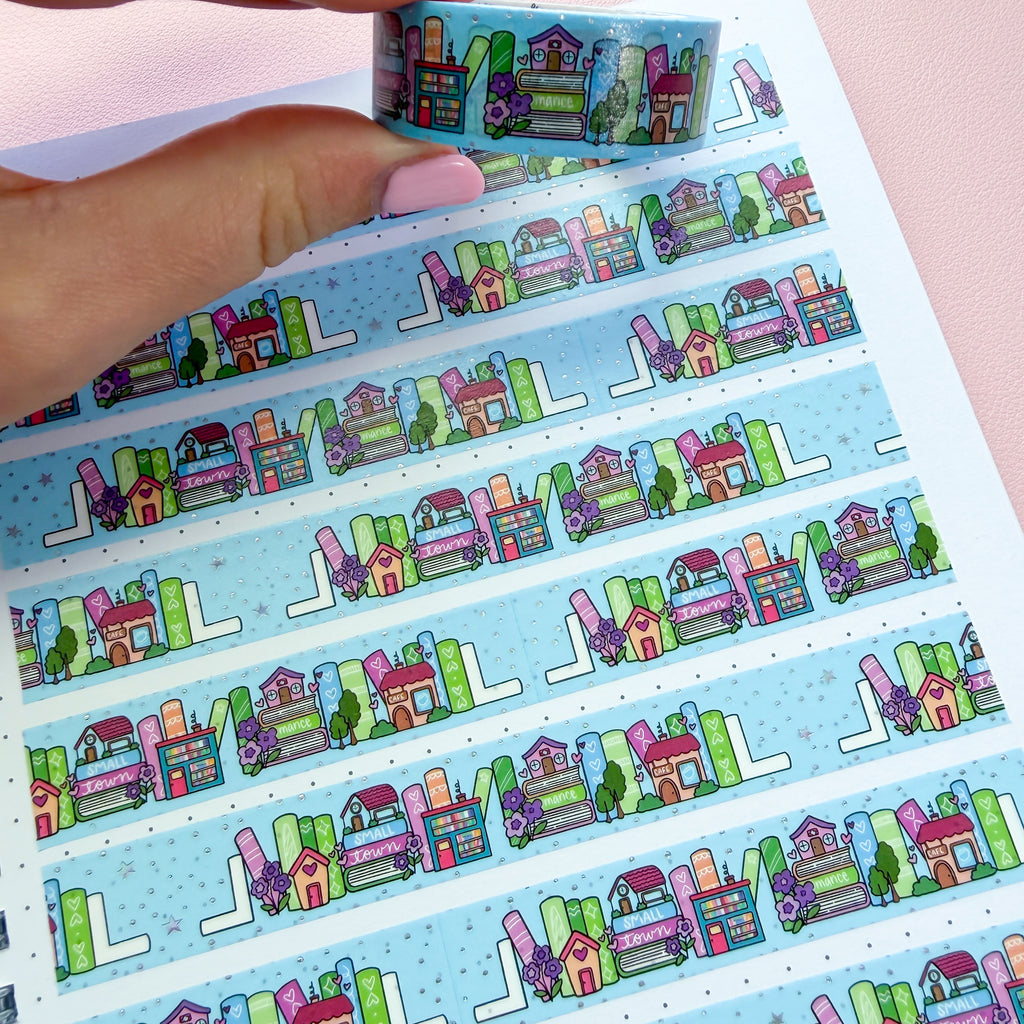 Holo Foil Small Town Bookshelf Washi Tape
