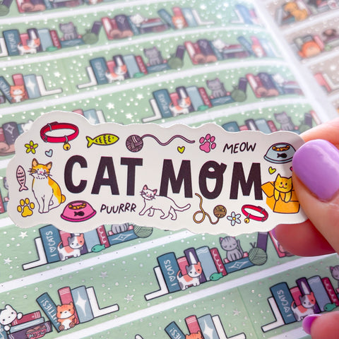 Cat Mom Vinyl Die Cut Sticker