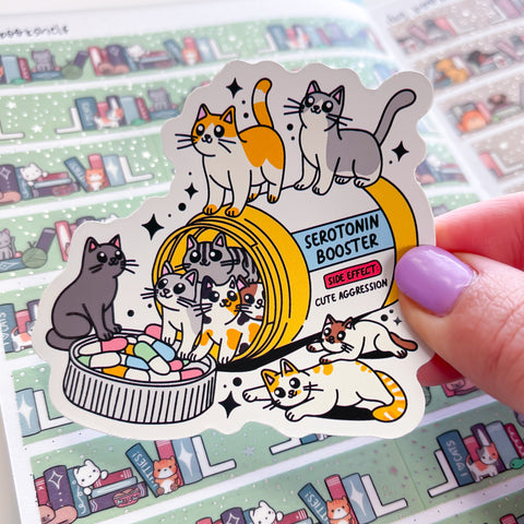 Cat Serotonin Booster Vinyl Die Cut Sticker