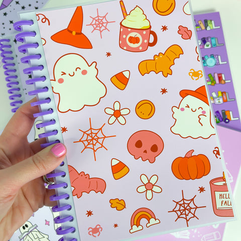 A5 Fall-oween Purple Coil Reusable Sticker Book