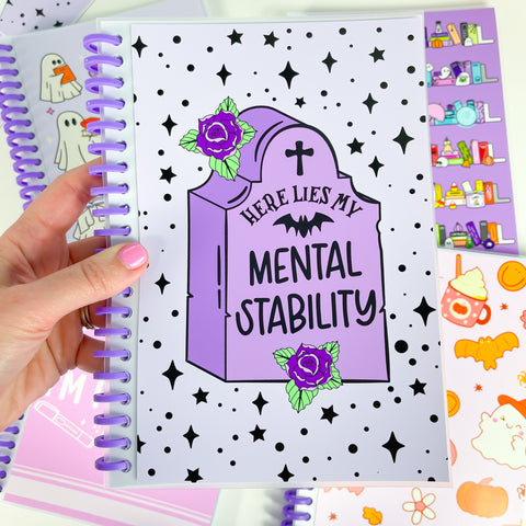 A5 Mental Stability Purple Coil Reusable Sticker Book