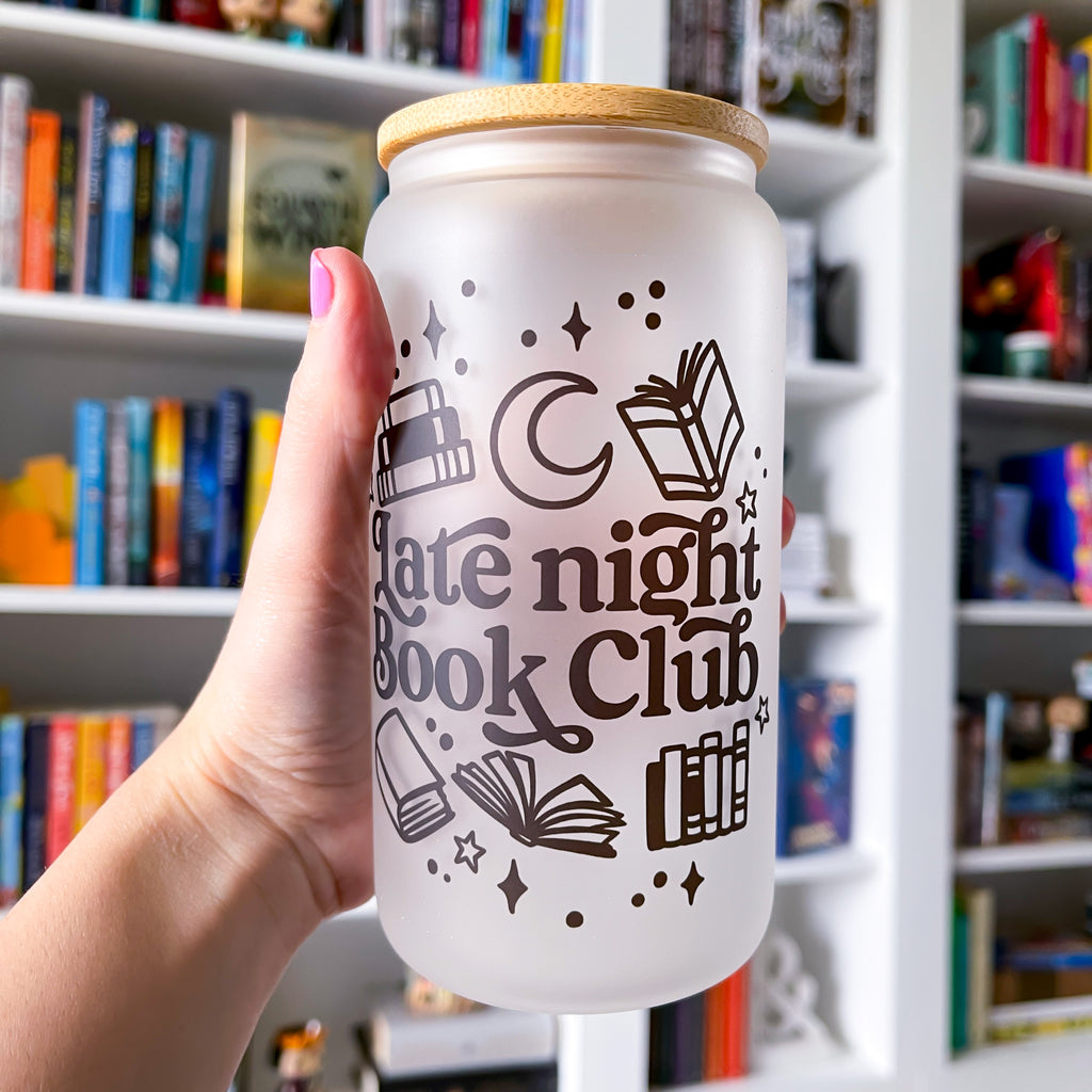 Late Night Book Club Frosted Can Glass