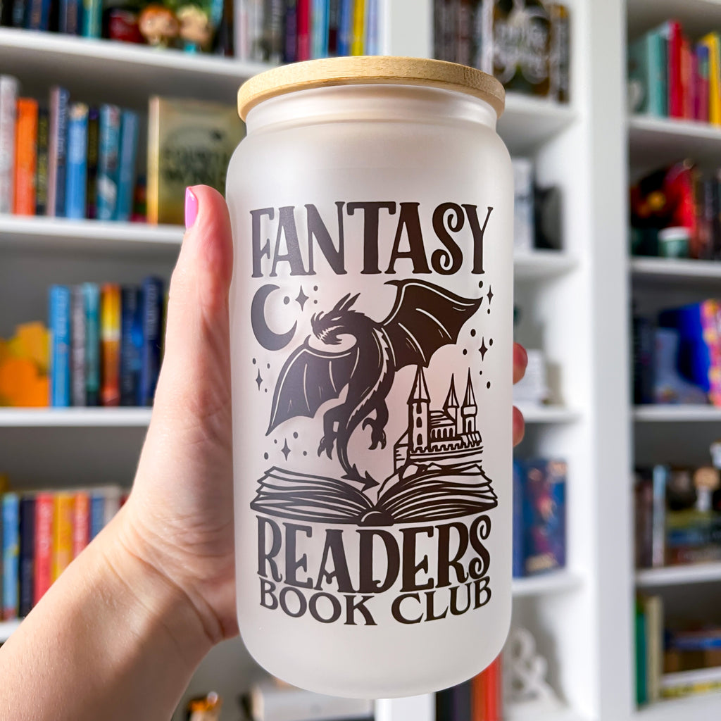 Fantasy Book Club Frosted Can Glass