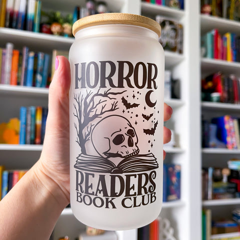 Horror Book Club Frosted Can Glass